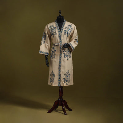 Sanganeri waffle weave handwoven bath robe 15 - handcrafted