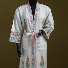 Sanganeri waffle weave handwoven bath robe 16 - handcrafted