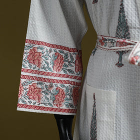 Sanganeri waffle weave handwoven bath robe 20 - handcrafted