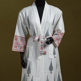 Sanganeri waffle weave handwoven bath robe 20 - handcrafted