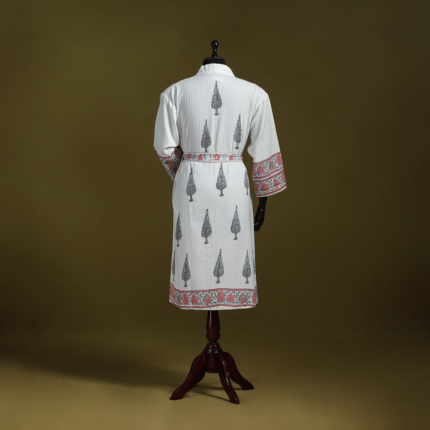 Sanganeri waffle weave handwoven bath robe 20 - handcrafted