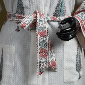 Sanganeri waffle weave handwoven bath robe 20 - handcrafted