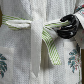 Sanganeri waffle weave handwoven bath robe 21 - handcrafted