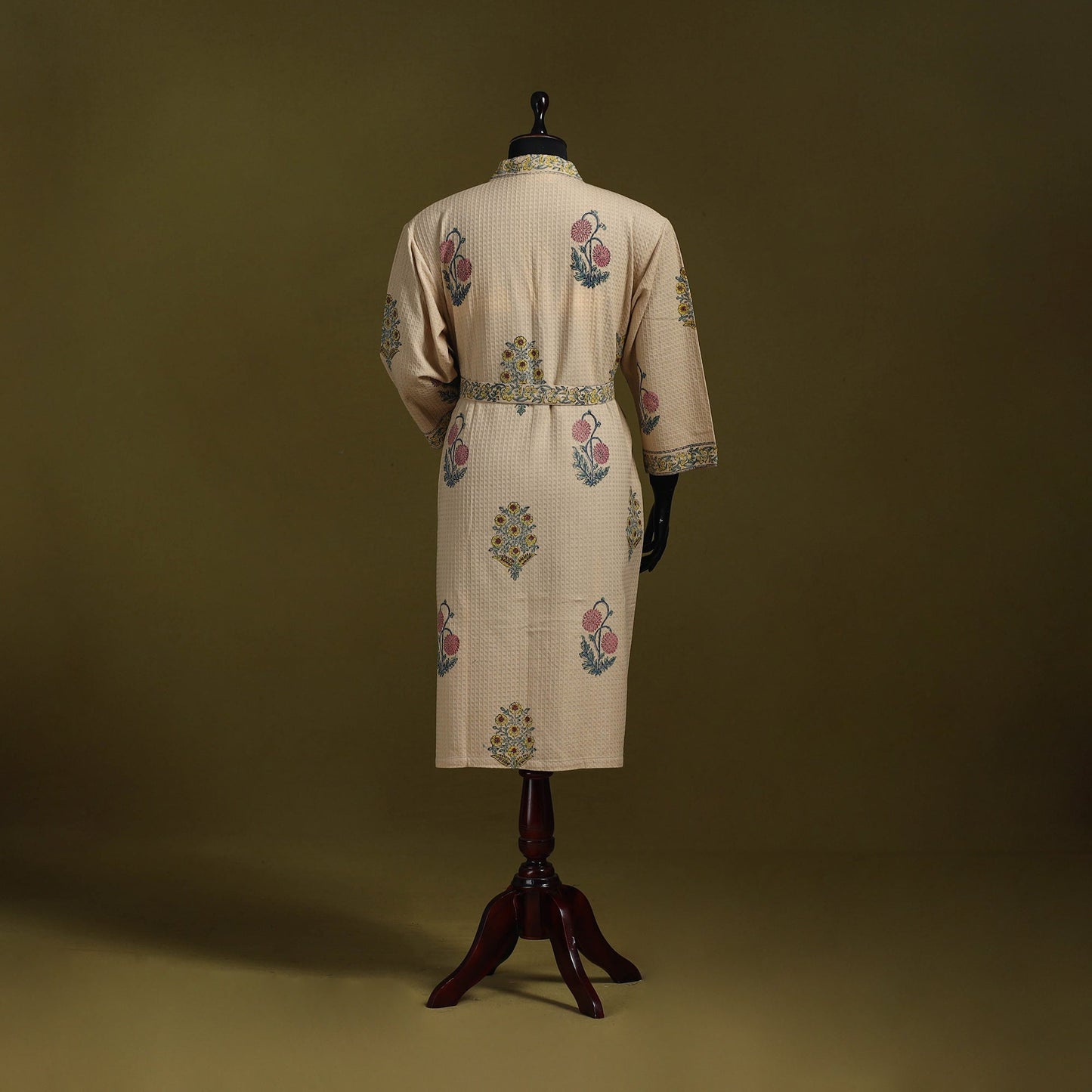 Sanganeri waffle weave handwoven bath robe 23 - handcrafted