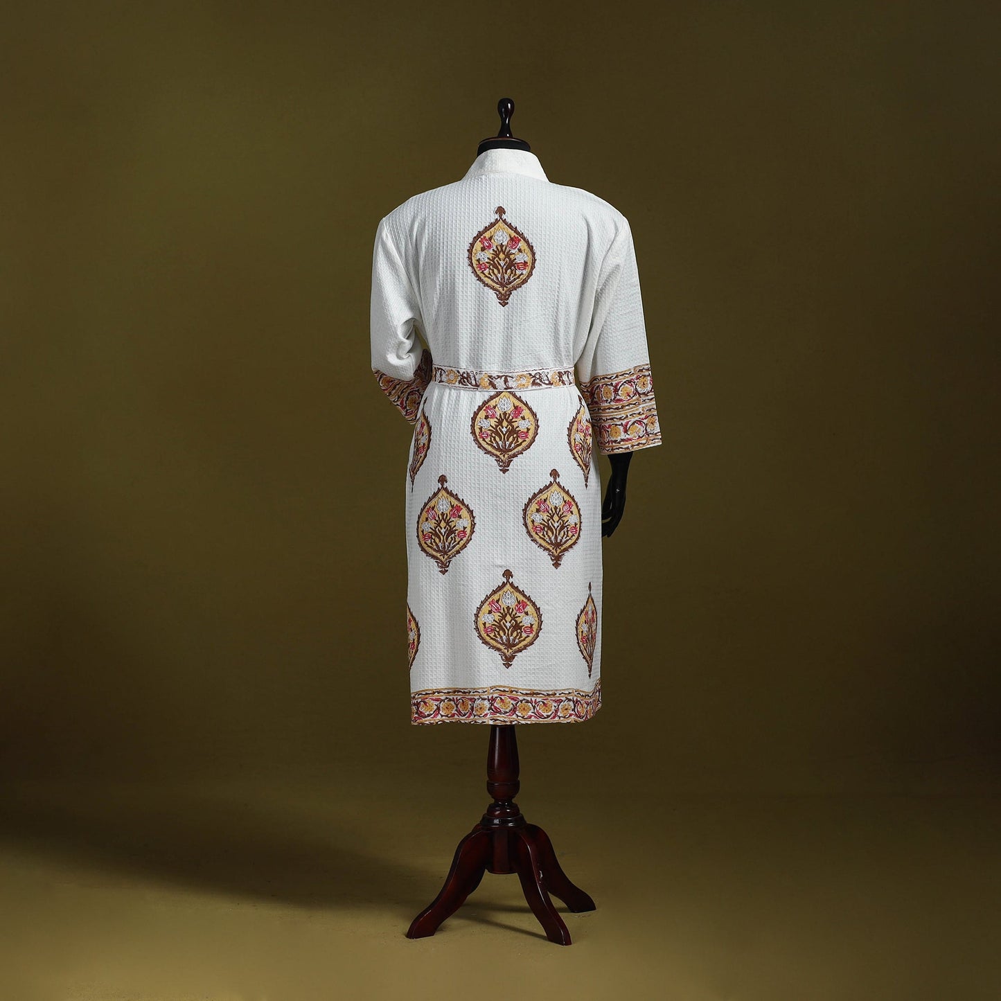 Sanganeri waffle weave handwoven bath robe 24 - handcrafted