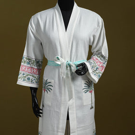 Sanganeri waffle weave handwoven bath robe 27 - handcrafted