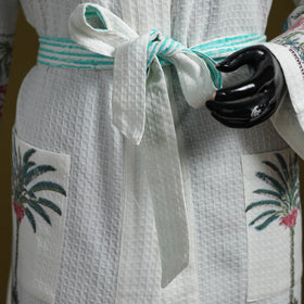 Sanganeri waffle weave handwoven bath robe 27 - handcrafted