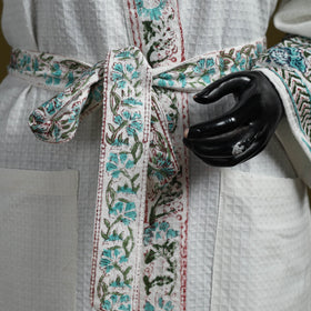 Sanganeri waffle weave handwoven bath robe 29 - handcrafted