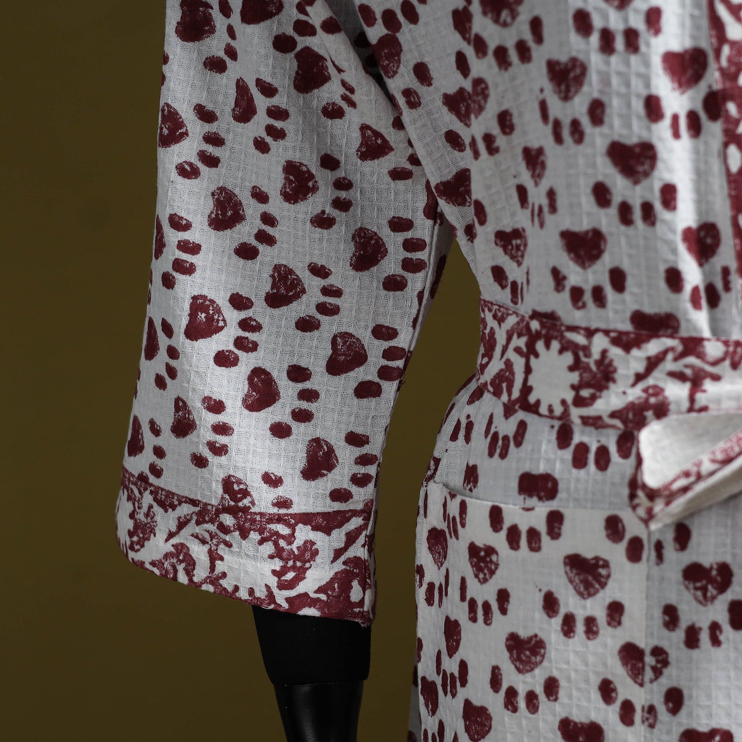 Sanganeri waffle weave handwoven bath robe 30 - handcrafted