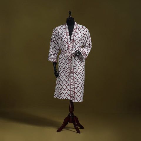 Sanganeri waffle weave handwoven bath robe 30 - handcrafted