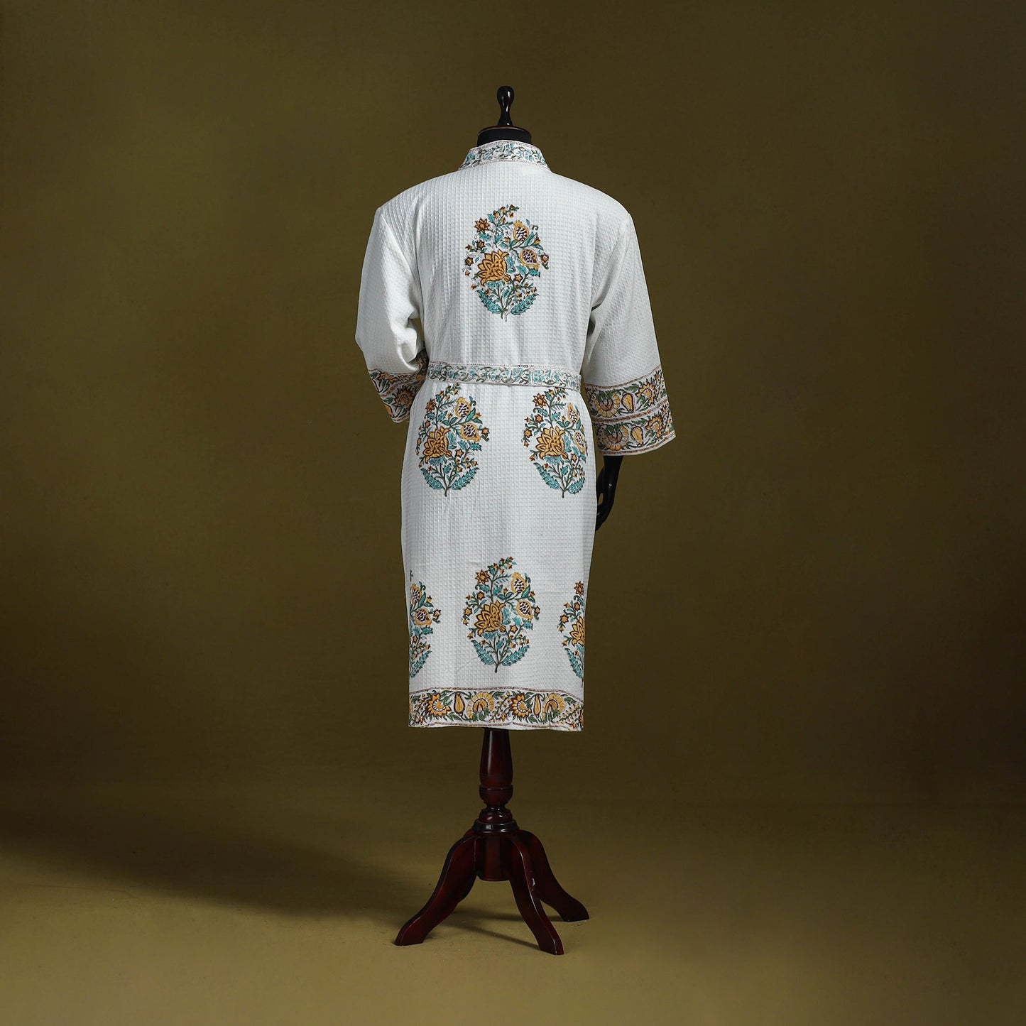 Sanganeri waffle weave handwoven bath robe 31 - handcrafted