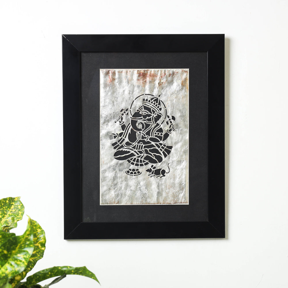  Sanjhi Paper Cut Gold-Silver Foil Artwork with Frame by Vijay Soni Online in India at iTokri.com 