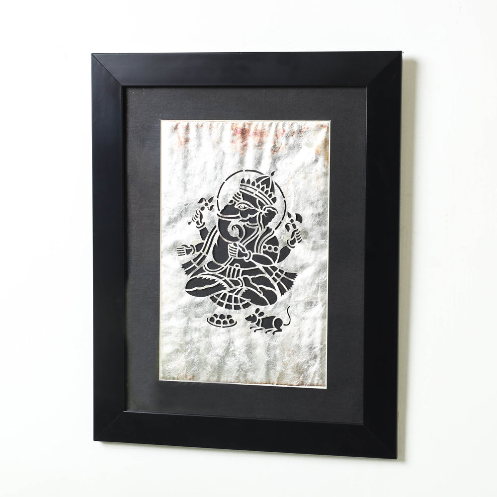  Sanjhi Paper Cut Gold-Silver Foil Artwork with Frame by Vijay Soni Online in India at iTokri.com 