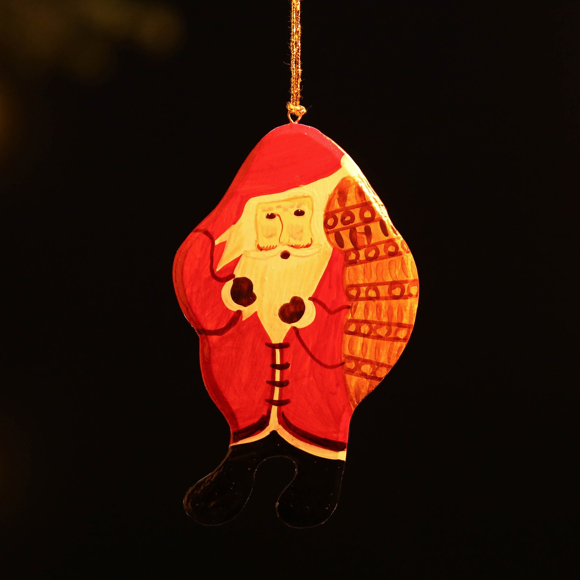 Santa - kashmir handpainted christmas decor ornament