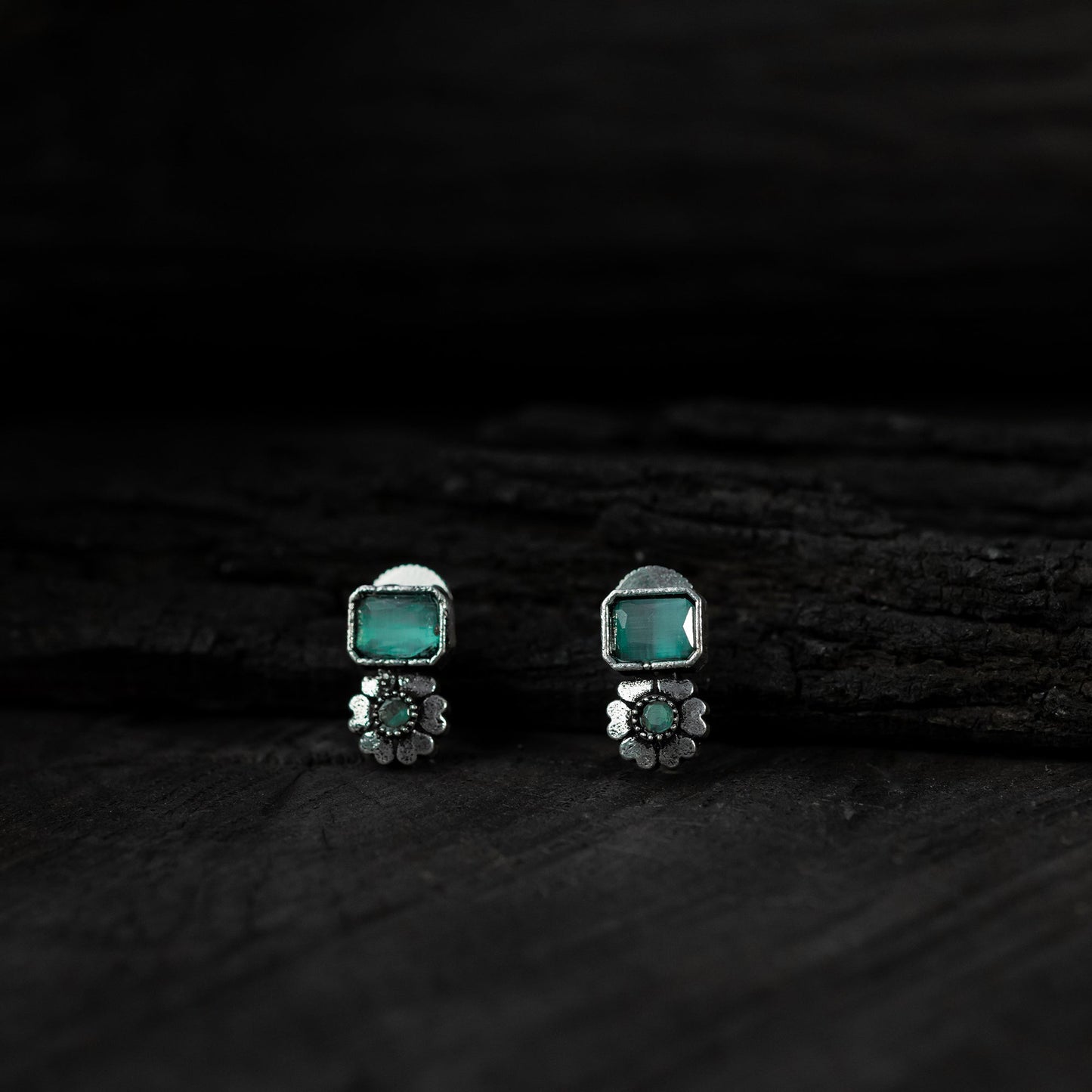 Sea green - saanjh bela blossom oxidised necklace set