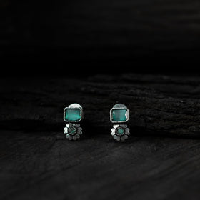 Sea green - saanjh bela blossom oxidised necklace set