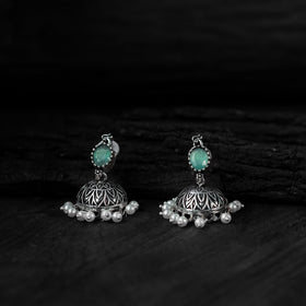 Sea green - saanjh bela oval oxidised necklace set