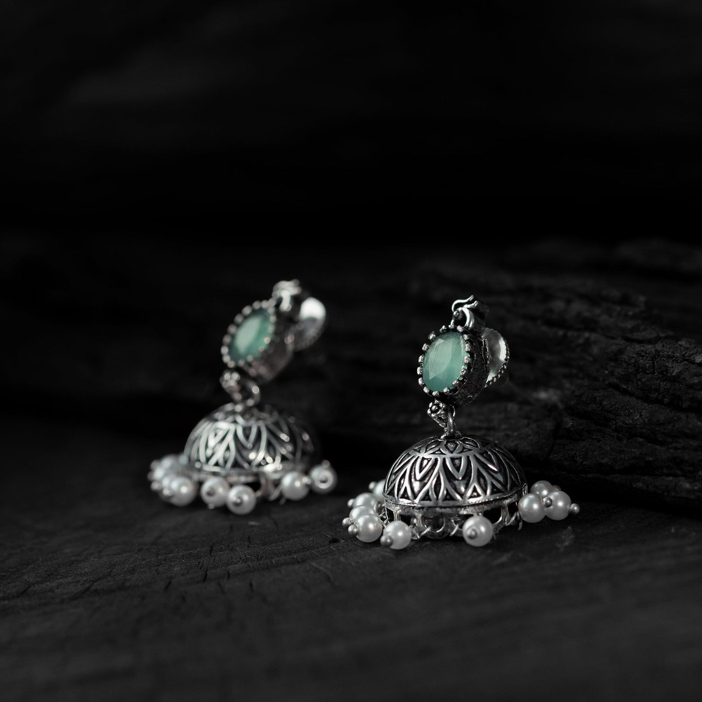 Sea green - saanjh bela oval oxidised necklace set