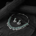 Sea green - saanjh bela oval oxidised necklace set