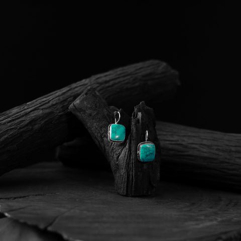 Sea green - saanjh bela square shape oxidised drop earrings
