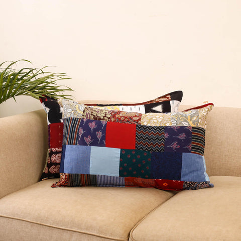 Set of 2 patchwork pillow covers 04 - handcrafted