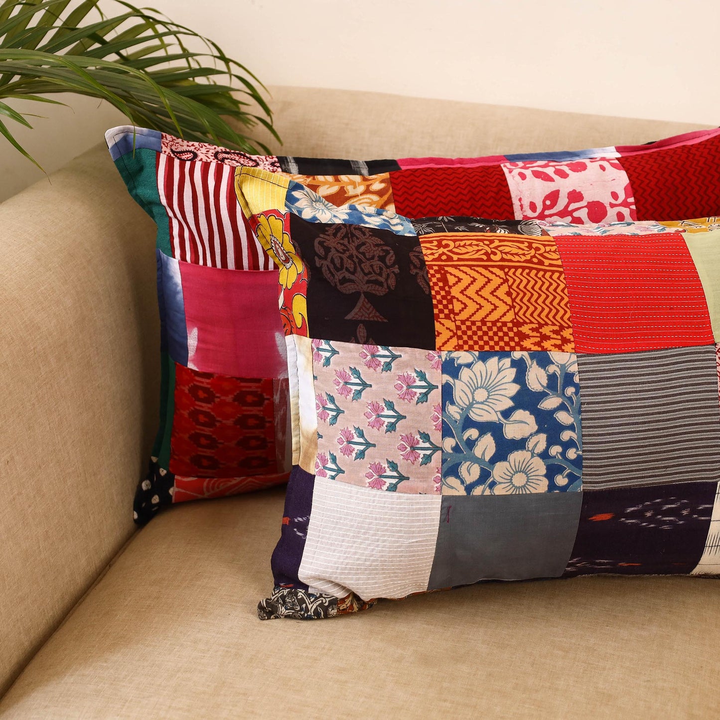 Set of 2 patchwork pillow covers 14 - handcrafted