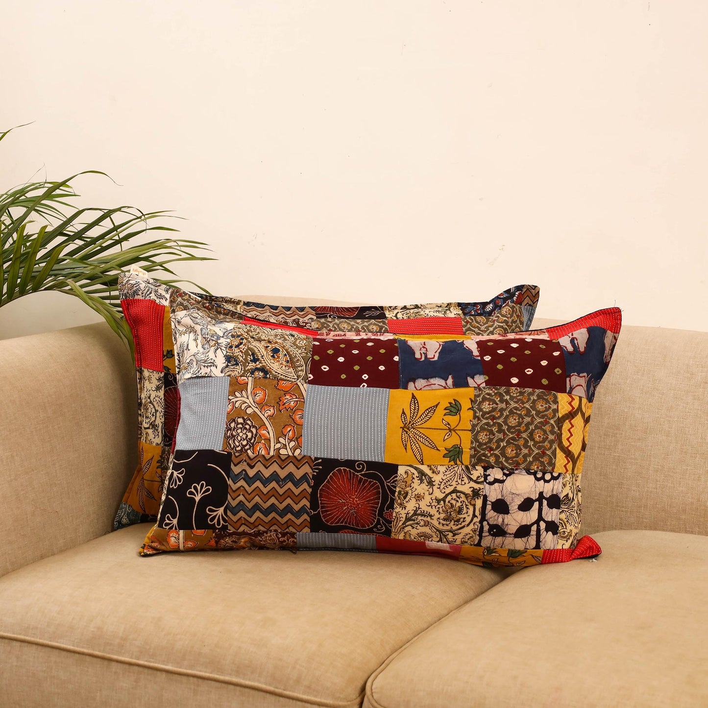 Set of 2 patchwork pillow covers 25 - handcrafted