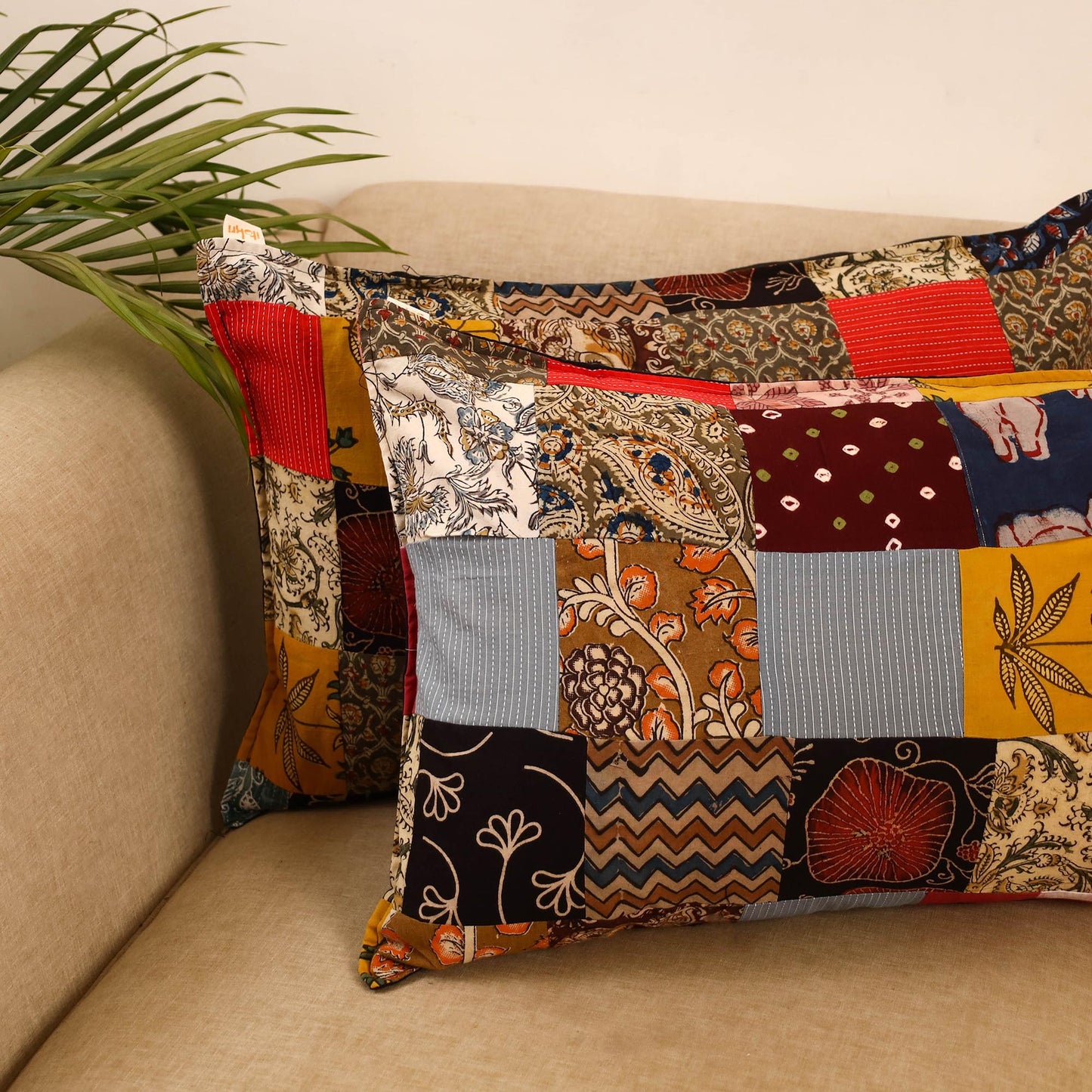 Set of 2 patchwork pillow covers 25 - handcrafted