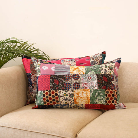 Set of 2 patchwork pillow covers 27 - handcrafted