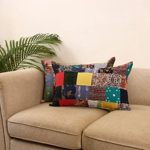 Set of 2 patchwork pillow covers 32 - handcrafted