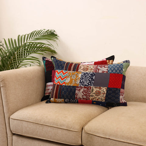 Set of 2 patchwork pillow covers 34 - handcrafted