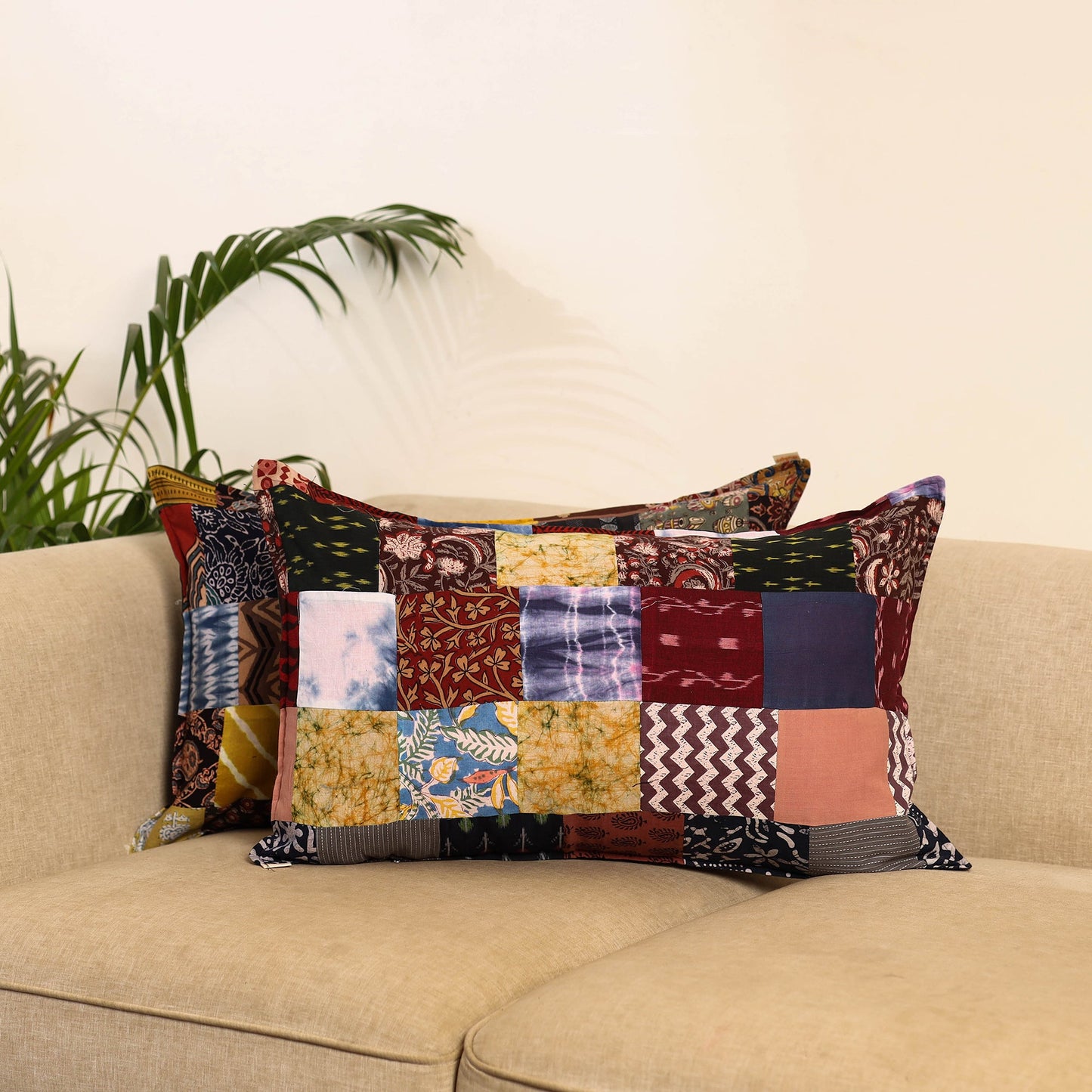 Set of 2 patchwork pillow covers 35 - handcrafted