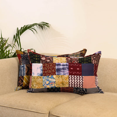 Set of 2 patchwork pillow covers 35 - handcrafted