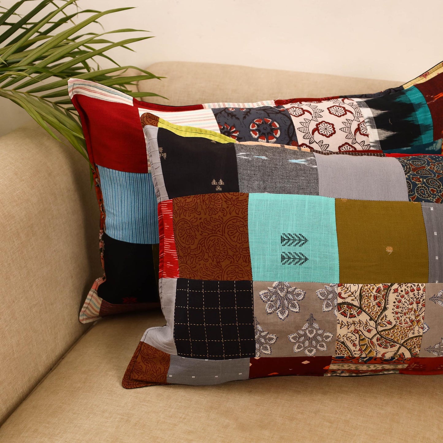 Set of 2 patchwork pillow covers 39 - handcrafted