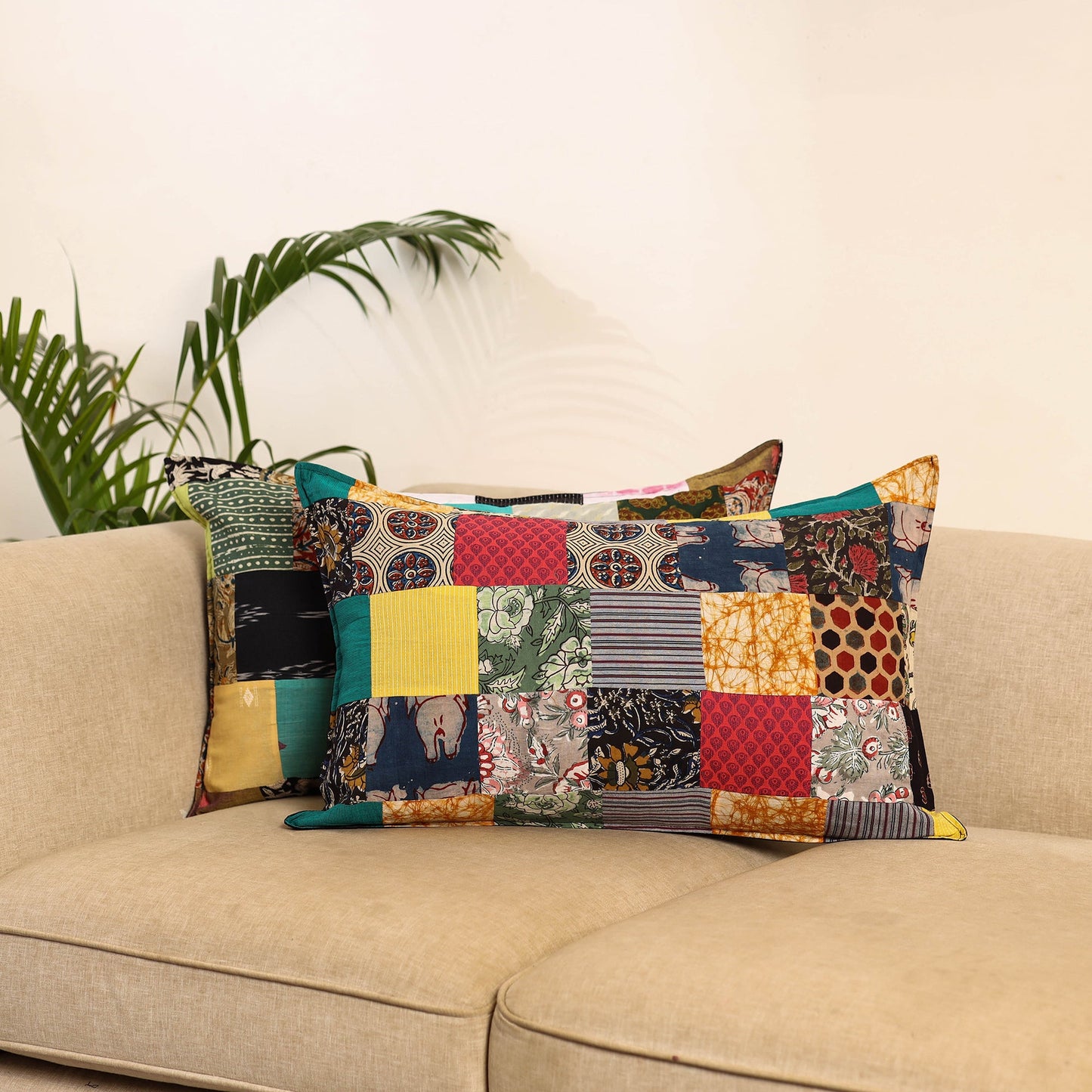 Set of 2 patchwork pillow covers 47 - handcrafted