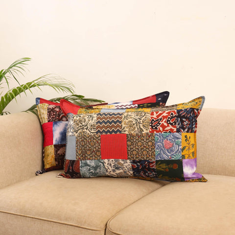Set of 2 patchwork pillow covers 54 - handcrafted