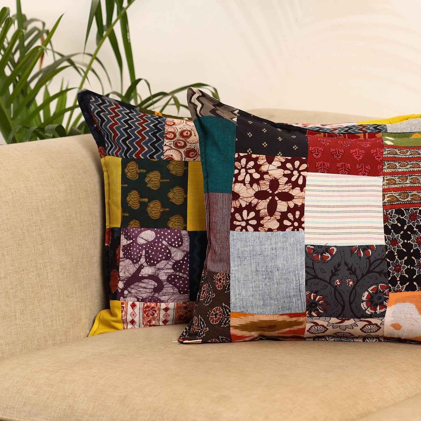 Set of 2 patchwork pillow covers 56 - handcrafted