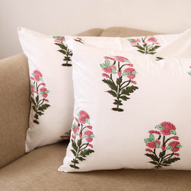 Set of 2 sanganeri cotton pillow covers 124 - handcrafted