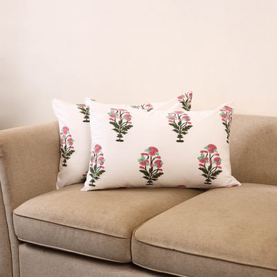 Set of 2 sanganeri cotton pillow covers 124 - handcrafted