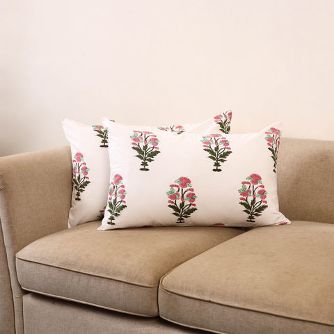 Set of 2 sanganeri cotton pillow covers 124 - handcrafted