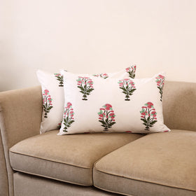 Set of 2 sanganeri cotton pillow covers 124 - handcrafted