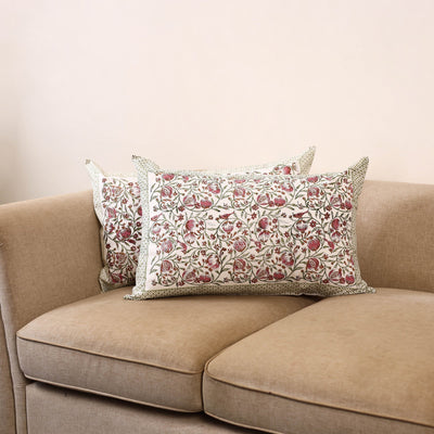 Set of 2 sanganeri cotton pillow covers 125 - handcrafted