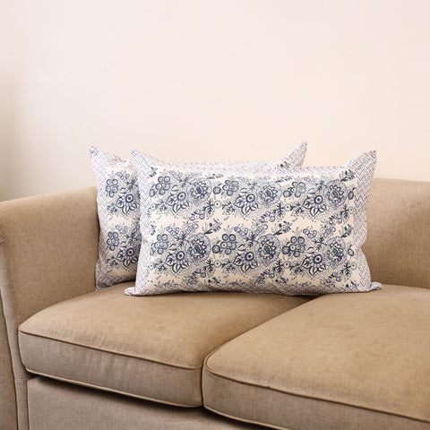 Set of 2 sanganeri cotton pillow covers 126 - handcrafted
