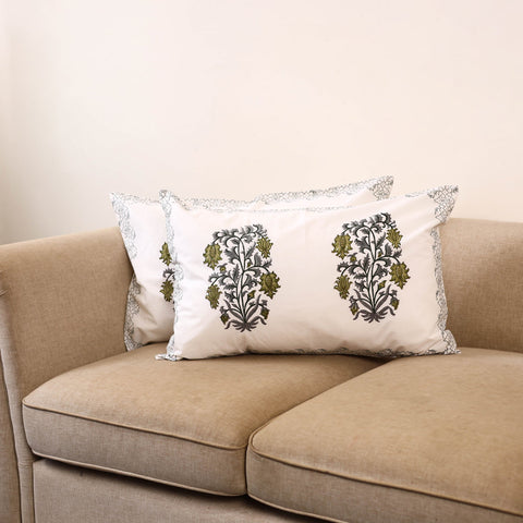 Set of 2 sanganeri cotton pillow covers 129 - handcrafted