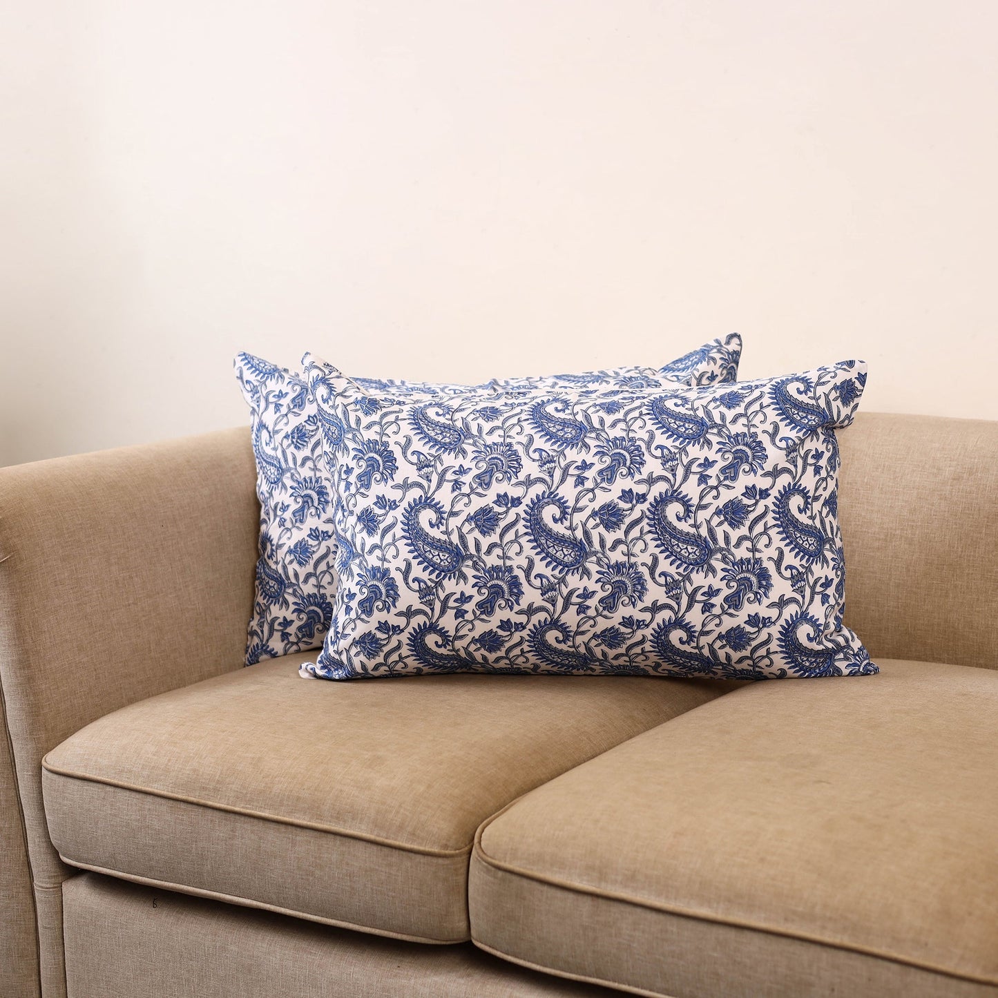 Set of 2 sanganeri cotton pillow covers 130 - handcrafted