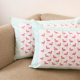 Set of 2 sanganeri cotton pillow covers 132 - handcrafted
