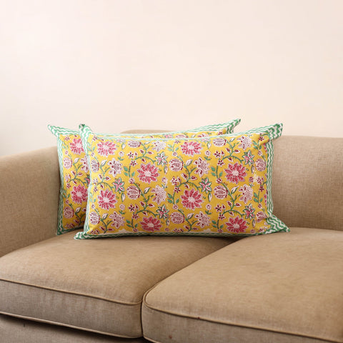 Set of 2 sanganeri cotton pillow covers 136 - handcrafted