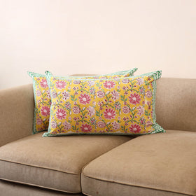Set of 2 sanganeri cotton pillow covers 136 - handcrafted