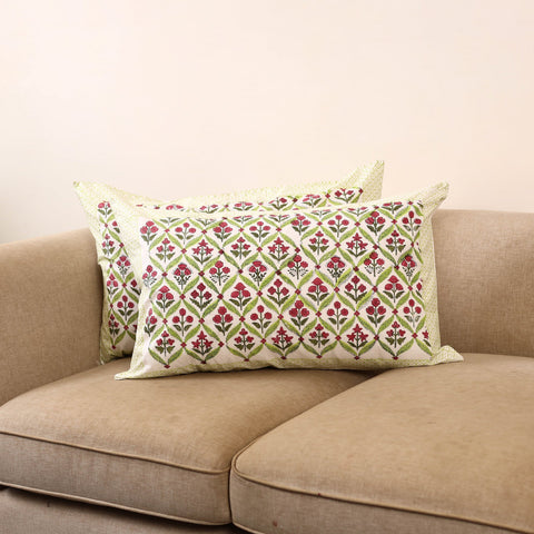 Set of 2 sanganeri cotton pillow covers 138 - handcrafted