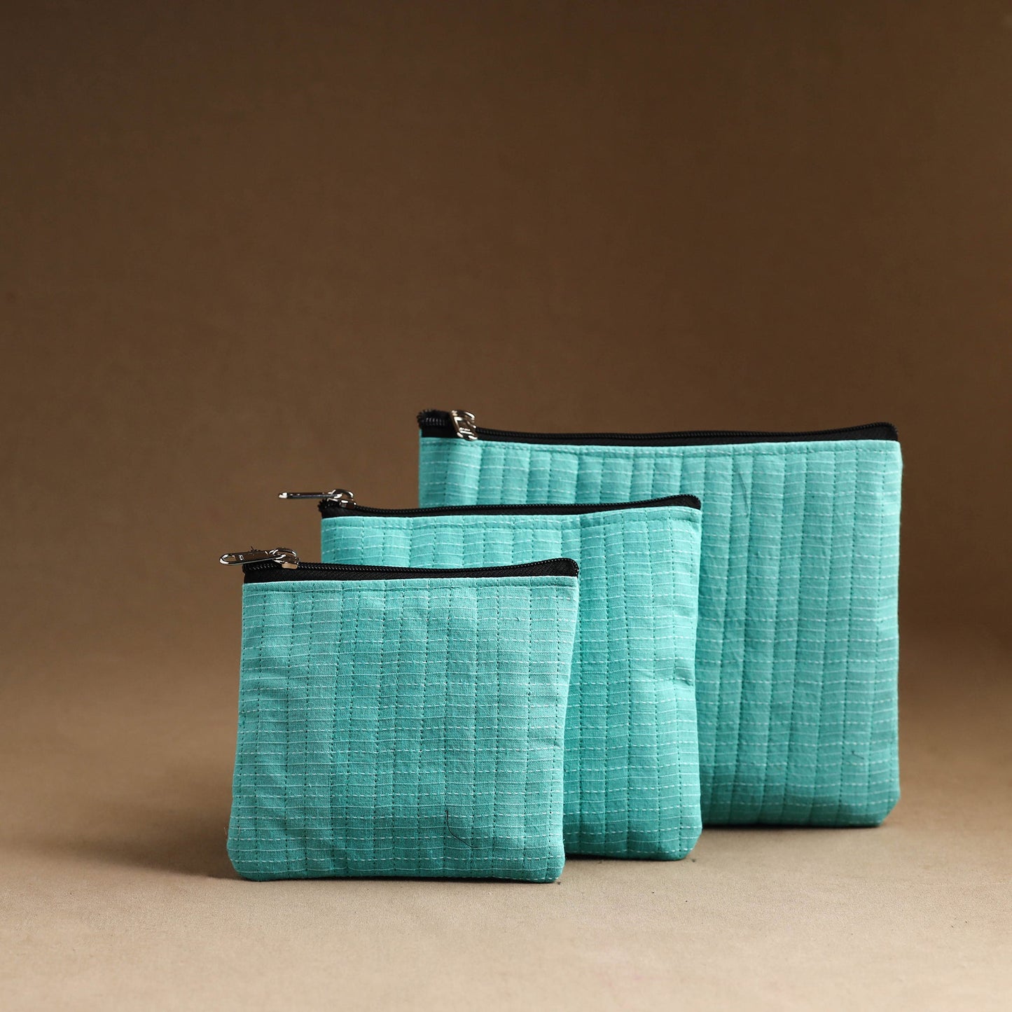 Set of 3 - handmade cotton utility pouches 09 - handcrafted